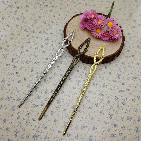 2/10 Pieces Metal Hair Fork Pin Stick Pick Band Hairpin Headband Accessory , Antique Bronze Silver Gold Color Bookmark Finding Charm BM0592