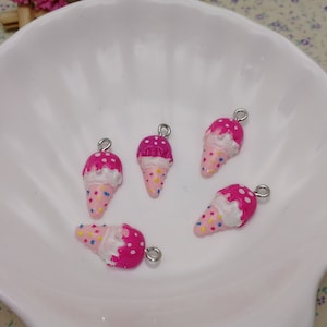 6/20 Stück Kunststoff Eistüte Anhänger Charme, Harz handgefertigt Schmuck machen DIY finden Halskette Ohrring Dekoration Zubehör, bp0273