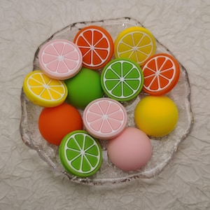 Silicone Bead Orange Lemon Fruit Focal Bead for Pen Bracelet Necklace Keychain Lanyard , Silicone Bead Wholesale DIY Charm Finding BS0170
