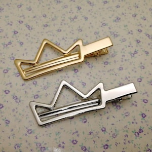 crown shape metal alligator hair clip , gold silver color head clip accessory hair pin handmade craft jewelry making DIY finding , BH0116
