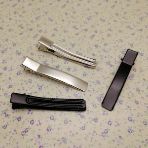 48 mm length metal alligator hair clip , head accessory blank hair pin handmade craft jewelry making DIY finding , silver black color BH0113