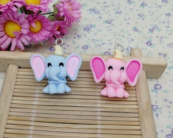 6/20 pieces plastic elephant pendant charm , resin handmade craft jewelry making DIY finding necklace earring decoration accessory , BP0356