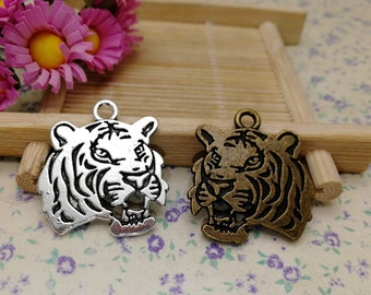 BM733 10pcs gold color 31x25x10mm metal tiger head pendant charm handmade craft jewelry making DIY finding earring necklace drop