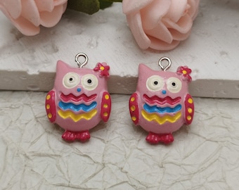 6/20 pieces plastic owl bird pendant charm , resin handmade craft jewelry making DIY finding necklace earring decoration accessory , BP1126