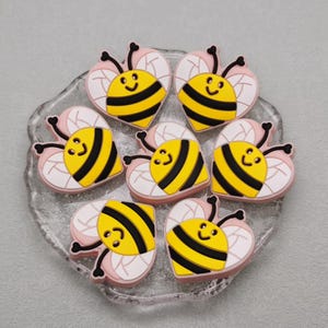 Silicone Bead Honeybee Honey Bee Hornet Focal Bead for Pen Bracelet Necklace Keychain Lanyard , Silicone Bead Bulk DIY Charm Finding BS0926
