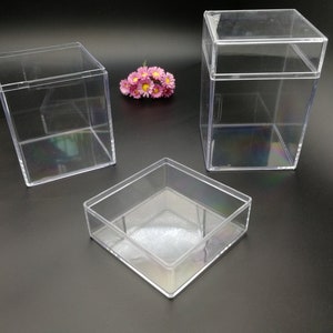 2 pieces 70x70x100mm square shape clear PS plastic box , jewelry bead earring tool wedding party gift display storage acrylic resin , BB0103