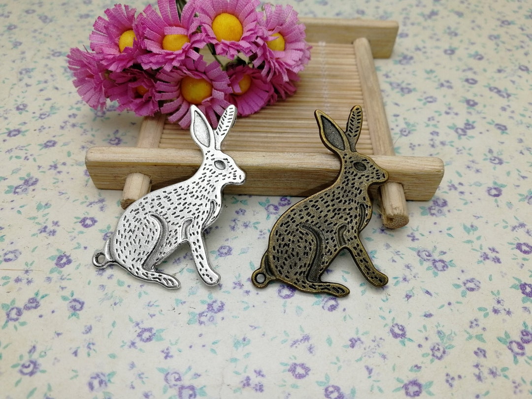 6/20 Pieces Metal Rabbit Bunny Hare Pendant Necklace Earring Keychain ...
