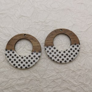 2/10/50 pieces Wood & Resin Earring Components Boho Charm , Plastic Round Coin Disc Circle Shape Earring Dangle Drop Finding Pendant BW8024