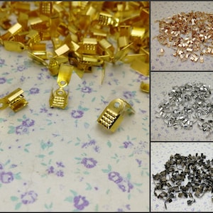 100/2000 pieces 5 mm fold over crimp fastener clip jewelry finding cord end cap bar clasp , gold silver antique bronze color option , BF0016