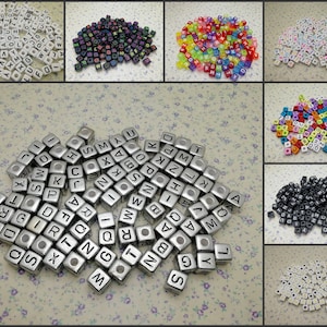 100 piezas 10 mm plástico cuadrado cubo cuenta alfabeto letra cuenta, mezcla de color resina cuenta encanto joyería hecha a mano DIY encontrar accesorio, BP0109