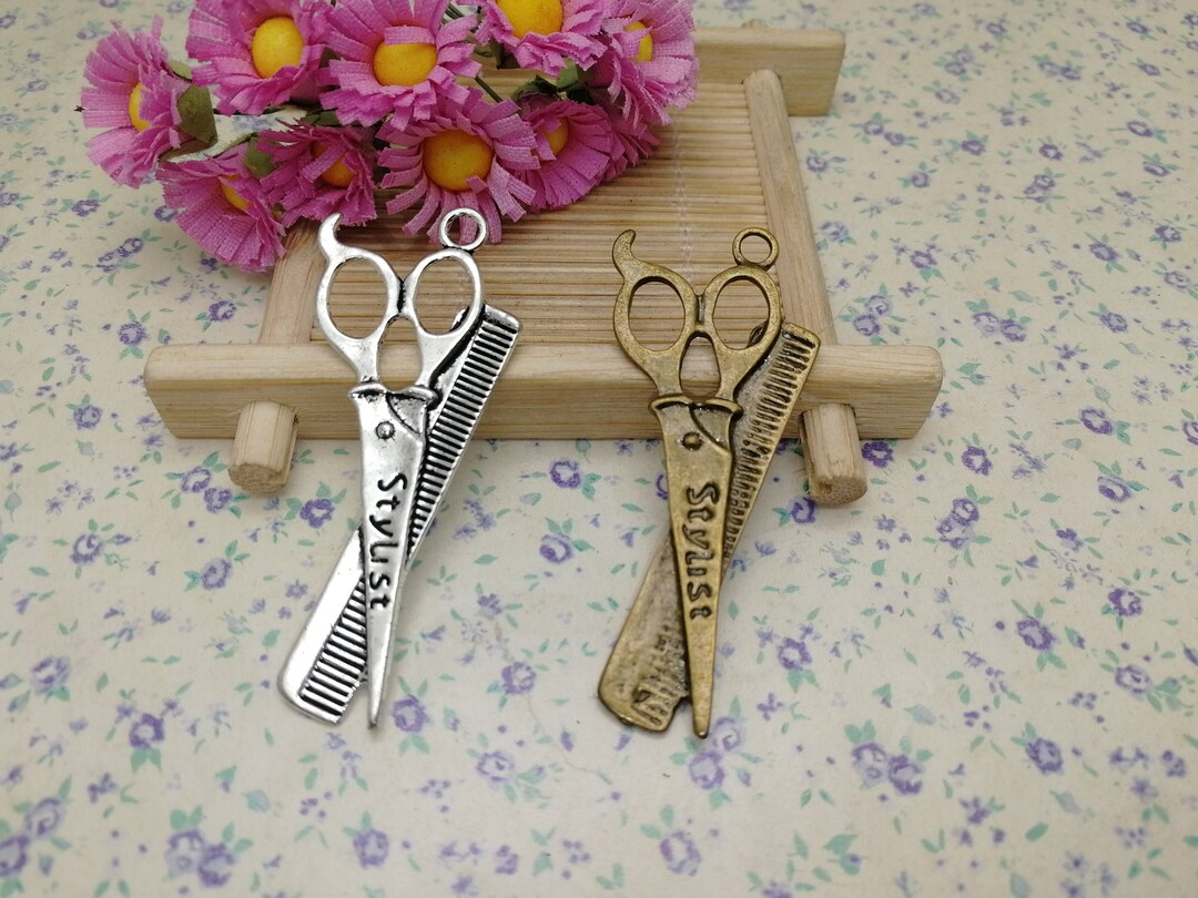 6 / 20 Pieces , Metal Scissors Shears Pendant Charm , Handmade Jewelry
