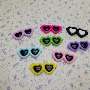 10/50 pieces plastic sunglasses heart sun glasses flat back cabochon charm , mix color resin flatback cab decoration bead pendant , BP0089
