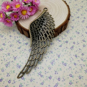 3/10 Pieces Metal wing feather Pendant Necklace Earring Keychain Charm Handmade Craft Jewelry DIY Finding Antique Bronze Silver Color BM0256