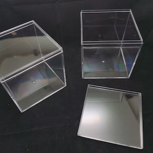 2 pieces 85x85x85mm square shape clear PS plastic box , jewelry bead earring tool wedding party gift display storage acrylic resin , BB0148