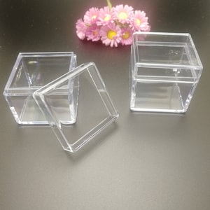 6/20 pieces 35x35x35mm square shape clear PS plastic box , jewelry bead earring tool wedding party gift display storage acrylic resin BB0066