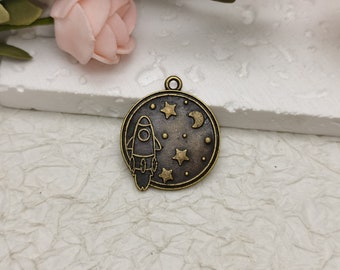 Raketen-Schlüsselanhänger Aus Metall – Bronze, Stehendes Design, Personalisierbar