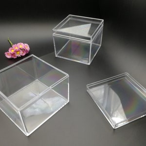 2 pieces 90x90x70mm square shape clear PS plastic box , jewelry bead earring tool wedding party gift display storage acrylic resin , BB0099