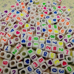 100/1000 pieces plastic resin mix color Arabic numerals number bead 6 mm white color square cube bead handmade jewelry finding charm BP0009