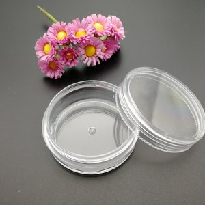 6/20 piezas 50x20 mm caja de plástico PS de color transparente redondo, herramienta de anillo de cuentas de joyería caja de resina acrílica de almacenamiento de exhibición de regalo de fiesta de boda, BB0049