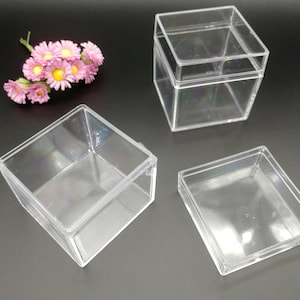 4 pieces 50x50x50mm square shape clear PS plastic box , jewelry bead earring tool wedding party gift display storage acrylic resin , BB0131