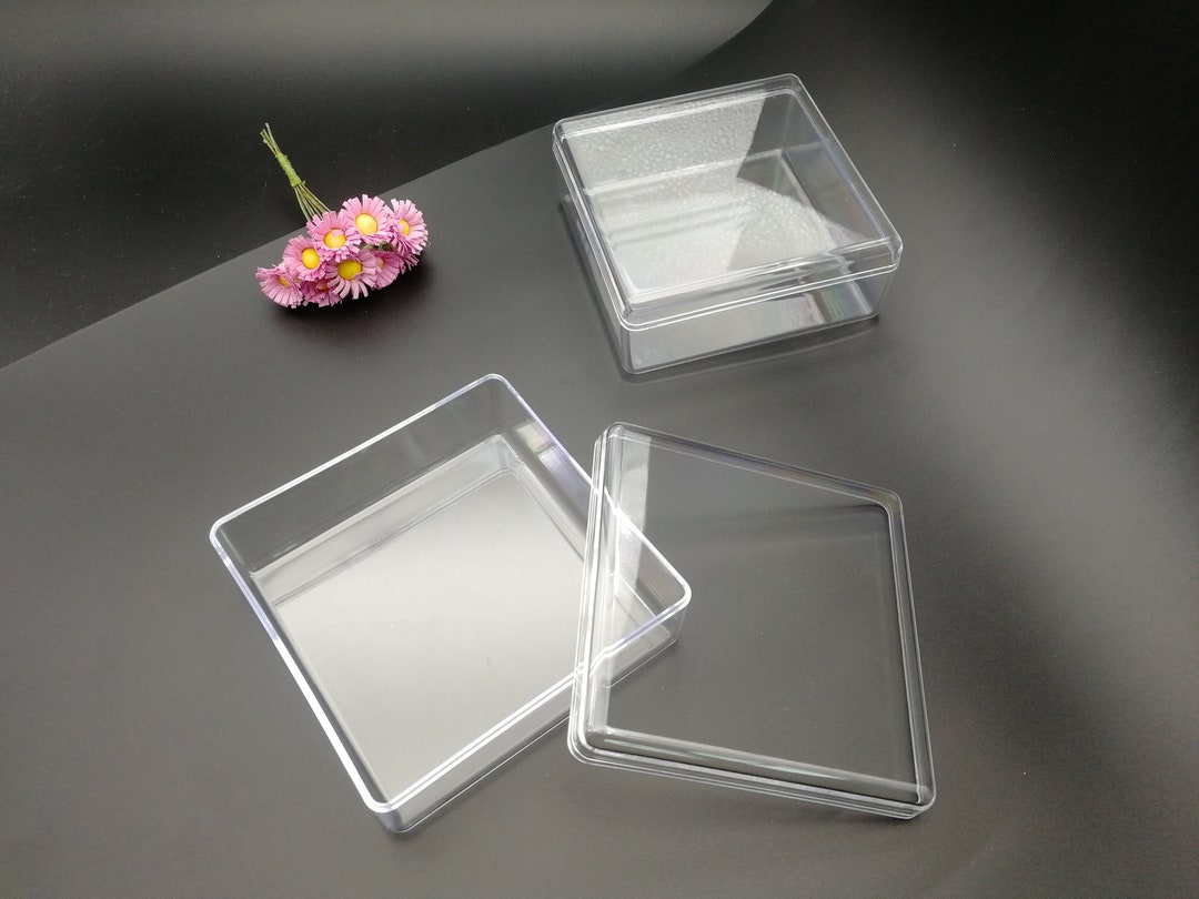 2 Pieces 91x91x37mm Square Shape Clear PS Plastic Box , Jewelry Bead ...