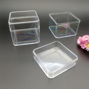 4 pieces 56x56x50mm square shape clear PS plastic box , jewelry bead earring tool wedding party gift display storage acrylic resin , BB0084