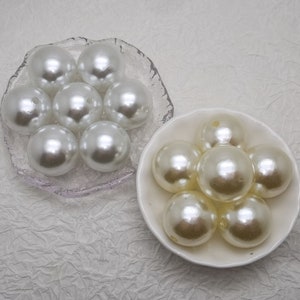 5/50 stuks 25 mm breedte witte kleur plastic ronde parel bal kraal, faux kunstmatige parel kraal hars charme handgemaakte sieraden vinden, BP0023
