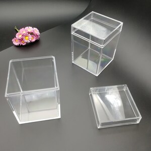 2 pieces 60x60x80mm square shape clear PS plastic box , jewelry bead earring tool wedding party gift display storage acrylic resin , BB0095
