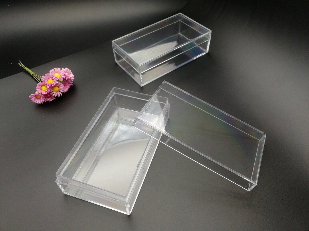2 Pieces 118x65x35mm Rectangle Shape Clear PS Plastic Box , Jewelry ...