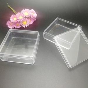 6/20 pieces 50x50x20mm square shape clear PS plastic box , jewelry bead earring tool wedding party gift display storage acrylic resin BB0067