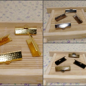 20/100/500 pieces 20 mm fold over crimp fastener clip jewelry DIY finding cord end cap bar clasp , gold silver antique bronze color , BF0011