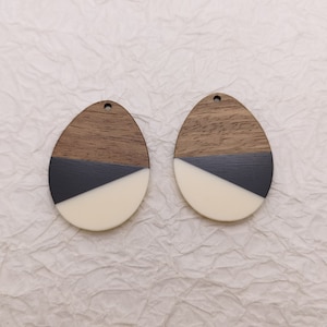 2/10/50 piezas Componentes de pendientes de madera y resina Boho Charm, Lágrima de plástico Forma de lágrima Pendiente colgante Gota DIY Encontrar colgante BW8009