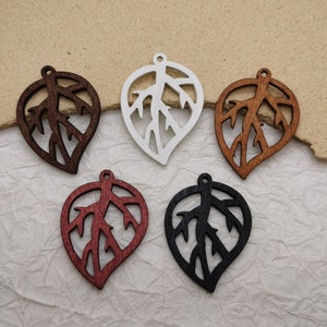 6/20/100 pieces Leaf Shape Natural Wooden Pendant , Unfinished Wood Cutout Earring Dangle Drop Charm Painted Dyed Stained Filigree , BW0014