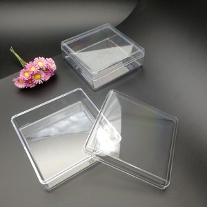 4 pieces 85x85x30mm square shape clear PS plastic box , jewelry bead earring tool wedding party gift display storage acrylic resin , BB0090
