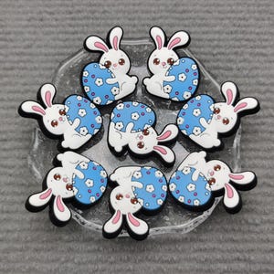 Perlina in silicone a forma di coniglietto pasquale, perlina focale per penna, braccialetto, collana, portachiavi, cordino, perlina in silicone alla rinfusa, fai da te, ciondoli, BS0904