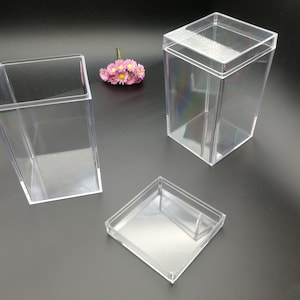 2 pieces 67x67x115mm square shape clear PS plastic box , jewelry bead earring tool wedding party gift display storage acrylic resin , BB0102