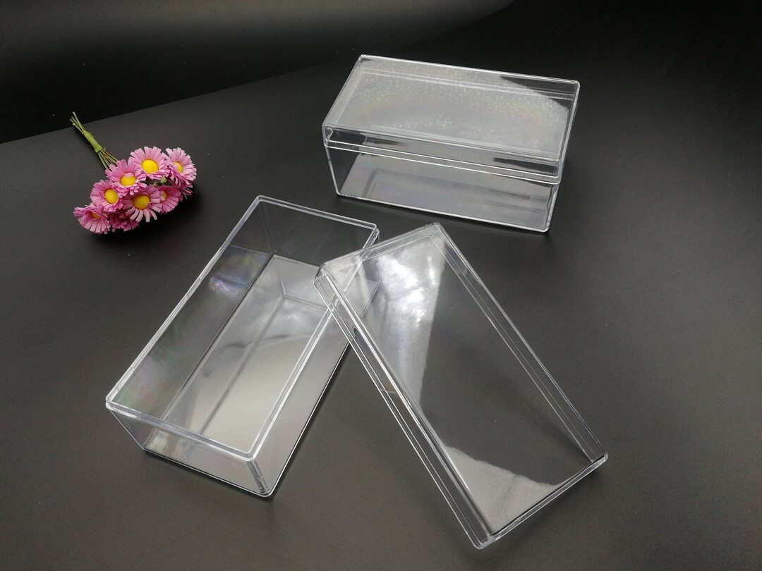Pretty Box Rectangular 2 Pieces 105x55x45mm Rectangle Shape Clear PS Plastic Box , Jewelry ...