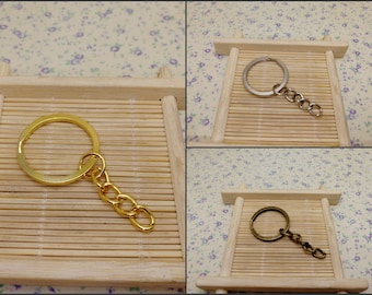 10/50 pieces 1 inch split ring key chain , keyring keychain key clasp connector DIY finding , gold silver antique bronze color option BF0008