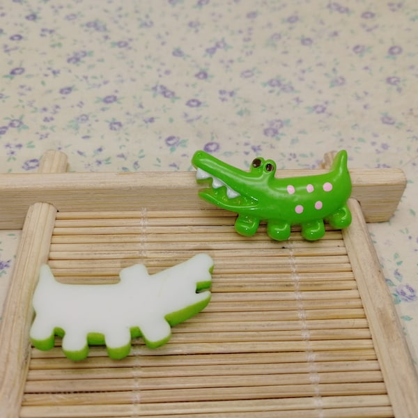 10/50 pieces plastic crocodile alligator flat back cabochon charm resin flatback cab decoration handmade jewelry bead pendant finding BP0071