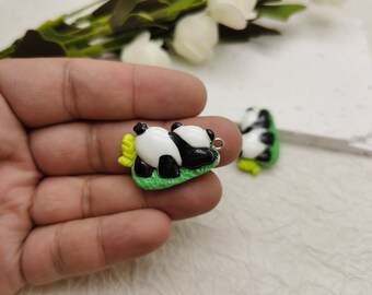 6/20 Pieces Plastic Panda Bamboo Pendant Charm , Resin