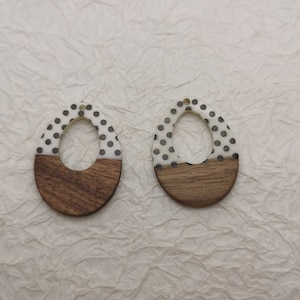 2/10/50 piezas Componentes de pendientes de madera y resina Boho Charm, Lágrima de plástico Forma de lágrima Pendiente colgante Gota DIY Encontrar colgante BW8015