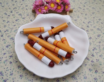 6/20 pieces plastic smoke cigarette pendant charm , resin handmade jewelry making DIY finding necklace earring decoration accessory , BP0719