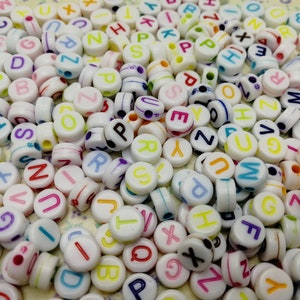 100/1000 piezas 7 mm plástico mezcla color alfabeto letra cuenta, resina color blanco redondo moneda cuenta encanto joyería hecha a mano DIY encontrar, BP0006