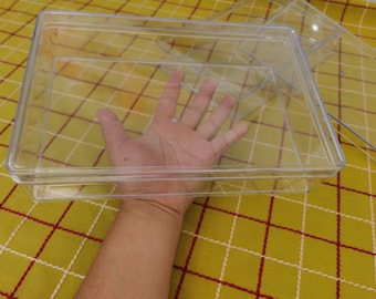 2 cajas rectangulares de plástico PS transparente de 282x186x64 mm, para exhibir y almacenar joyas, abalorios, regalos de boda y fiestas, caja de resina acrílica, BB0162