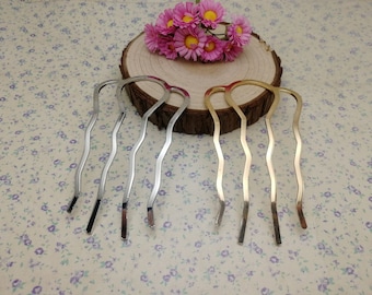 4 Zähne Metall welle Haarkamm Stirnband blank, Haar Kopfband Haarspange Clip Accessoire Haarband Hochzeit Handmade Schmuck machen BH0068