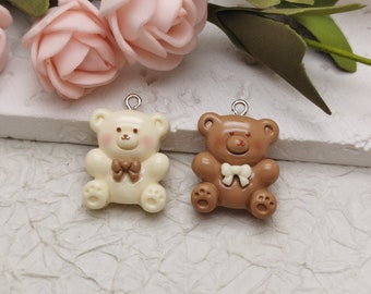 6/20 pieces plastic bear pendant charm , resin handmade craft jewelry making DIY finding necklace earring drop decoration accessory , BP1158