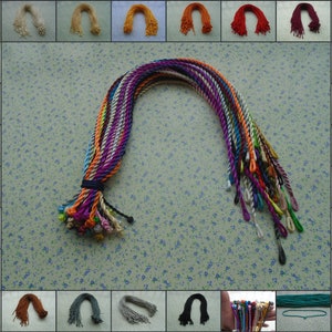 10 pieces handmade twist silk satin necklace string cord with loop knot , 18-20 inches length 3mm diameter width , 25 colors option , BN0002