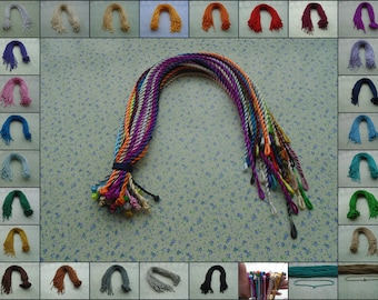 30 pieces 18-20 inches length 3mm diameter width handmade twist silk satin necklace string cord with loop knot , 25 colors option , BN0002