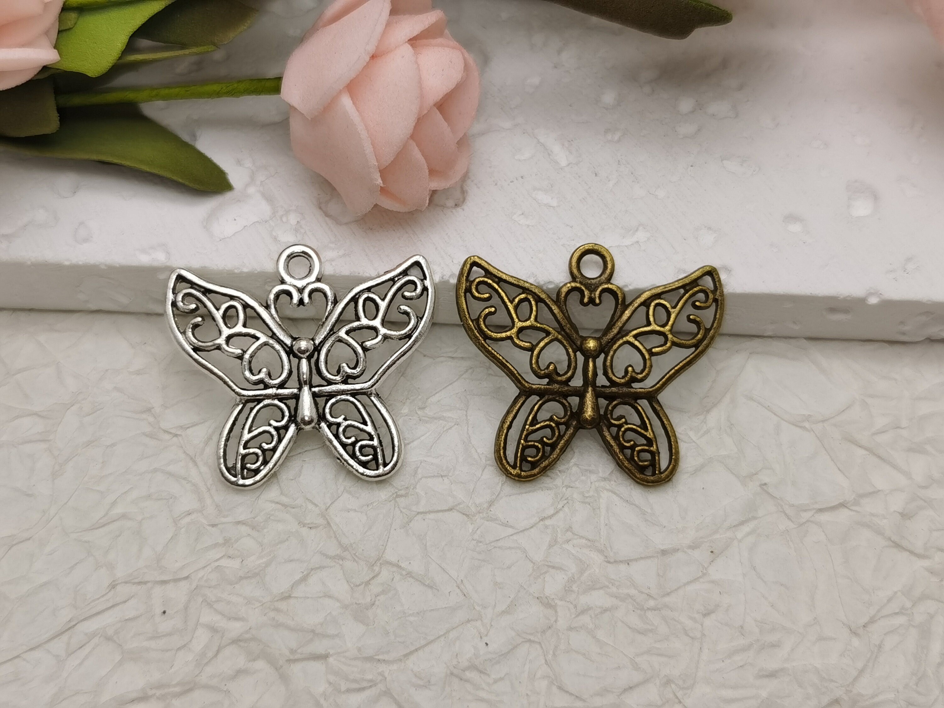 6/20 Pieces Metal Butterfly Insect Pendant Necklace Earring