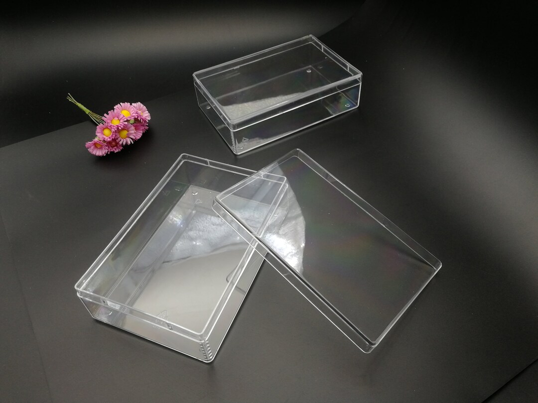 2 Pieces 120x80x34mm Rectangle Shape Clear PS Plastic Box , Jewelry ...
